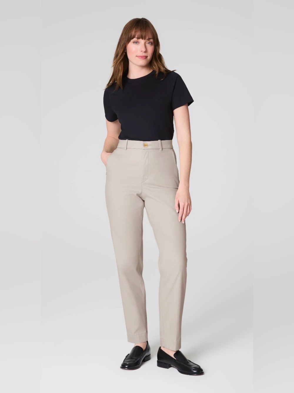NWOT SPANX Supersmooth Stretch Twill Slim Straight Pant Bone Size Small